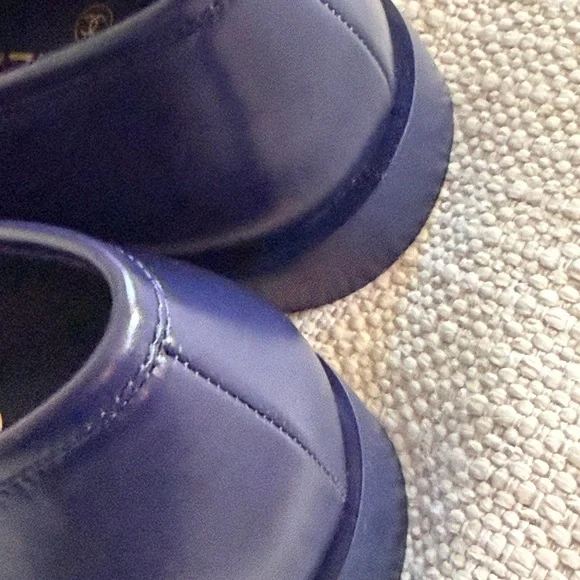 CHANEL Navy Leather Logo Penny Loafers IT 39.5 with dust bag - Picture 10 of 13